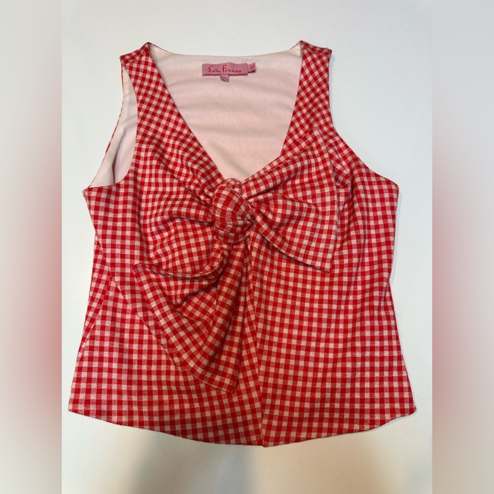 Anthropologie Eva Franco Gingham Bow Top - Picture 11 of 11